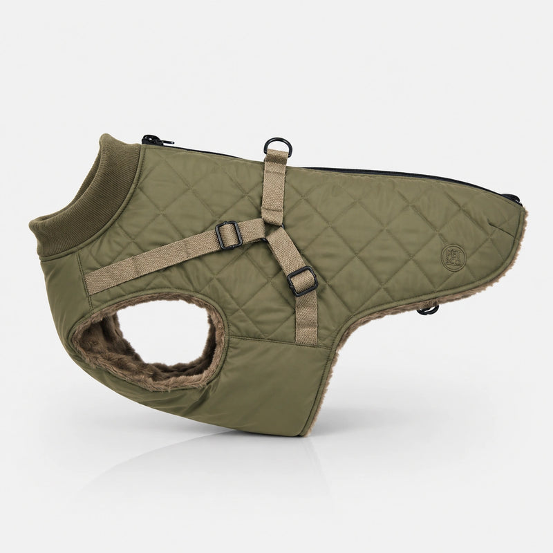 Ruby - Manteau Matelassé avec Harnais - Olive