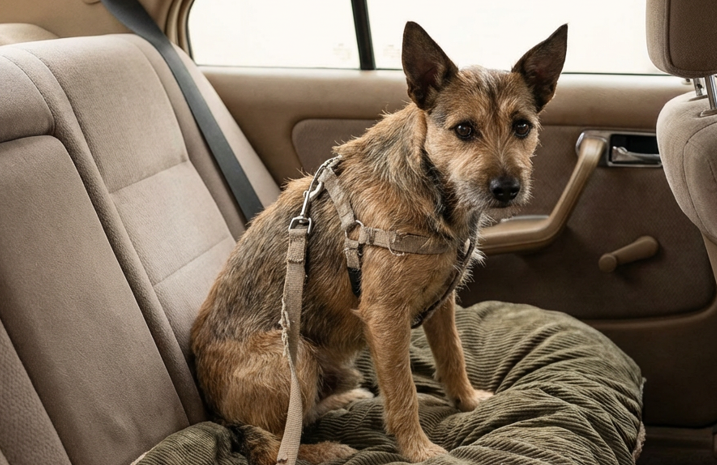 Hund ungesichert im Auto